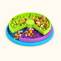 Calm Down Lick & Slow Feeder - round three-section slow feeder filled with kibble
